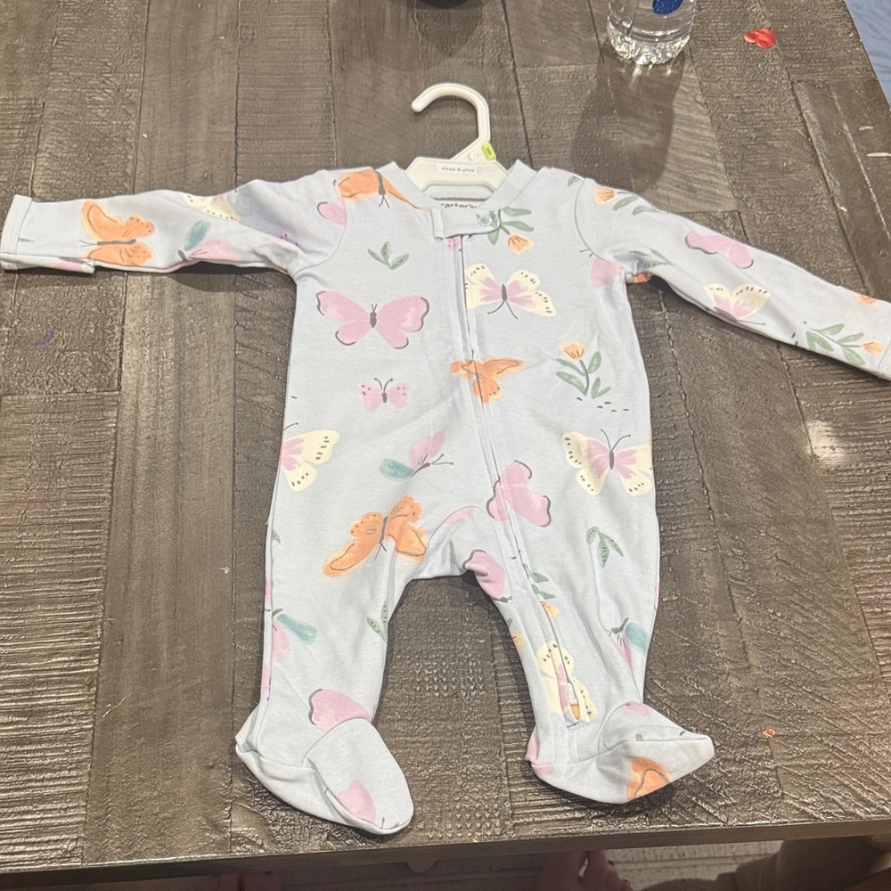 Blue butterfly onesie carters NWT 3month